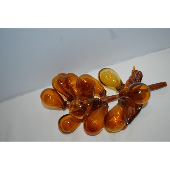 Glass Grapes 1970s Golden Amber Cluster - Picture 5 of 5